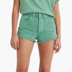 Levi's 501 High Waist Cutoff Denim Green Shorts